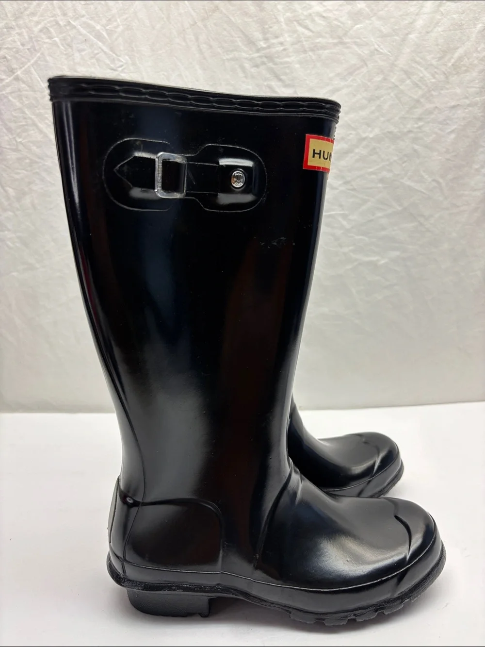 Hunter Black High Shine Knee-High Rain Boots, SZ 3 little girl, box 1 (BA)